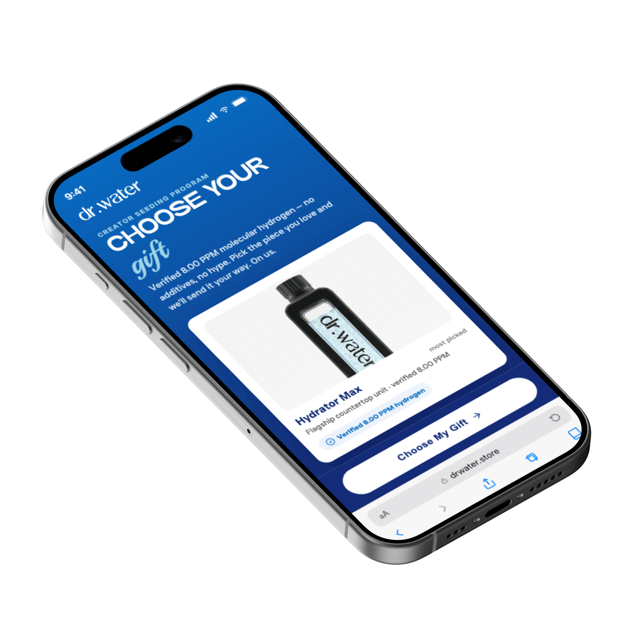 Dr Water branded gift form